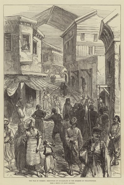 La guerra en Turquía, ejecución de búlgaros en las calles de Filipópolis de Sir John Charles Robinson