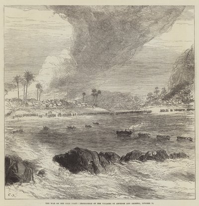 La Guerra en la Costa de Oro, Destrucción de los Pueblos de Ampenee y Akimfoo, 14 de octubre de Sir John Charles Robinson
