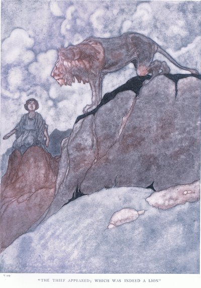 Apareció el ladrón; que en realidad era un león de Charles Robinson