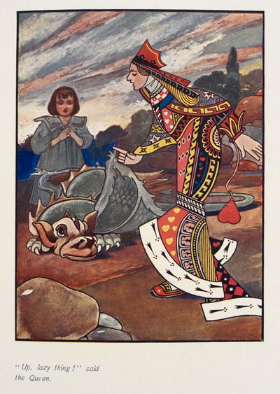 "¡Arriba perezoso!" dijo la Reina.
Alicia y la reina roja de corazones. de Charles Robinson