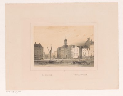 Vista de la Bolsa de Valores de Rotterdam La bourse / The exchange (título sobre objeto) Vues et monuments de la ville de Rotterdam / Vistas y monumentos de la ciudad de Rotterdam (título de la serie) de Charles Rochussen
