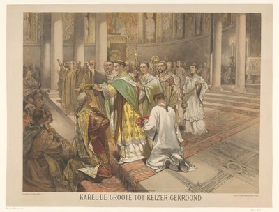 Carlomagno coronado emperador Carlomagno coronado emperador (título sobre objeto) Serie de veinticuatro placas de historia nacional, para la escuela y el hogar (título de la serie) de Charles Rochussen
