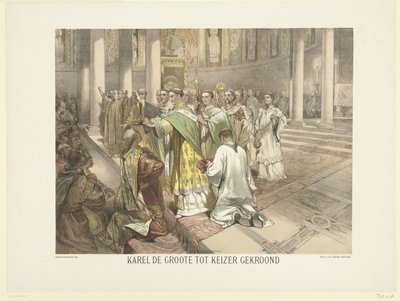 Carlomagno es coronado emperador, 800
Carlomagno coronado emperador (título en el objeto)
Serie de 24 diapositivas de historia, para la escuela y el hogar (título de la serie) de Charles Rochussen