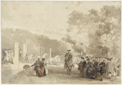 El carruaje del príncipe saliendo de la entrada de Huis ten Bosch de Charles Rochussen