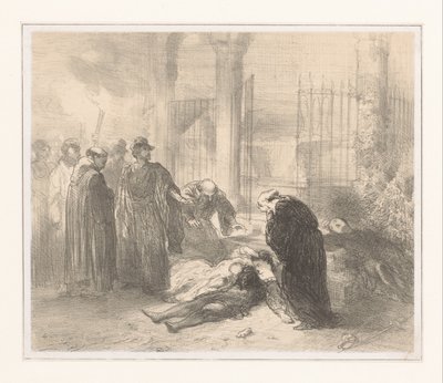 Los cuerpos de Romeo y Julieta entre figuras de luto de Charles Rochussen