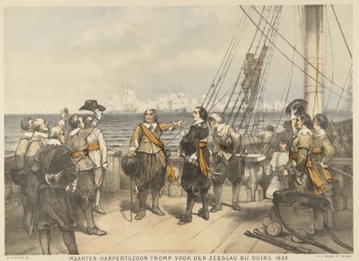Maarten Tromp antes del comienzo de la batalla en Duins, 1639 Maarten Harpertszoon Tromp, antes de la batalla naval en Duins 1639 (título sobre el objeto) de Charles Rochussen