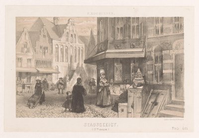 Gente en la calle
Vista de la ciudad (siglo XVII) (título en el objeto) de Charles Rochussen