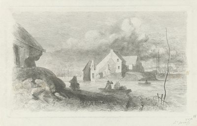 Inundación en Lith Desastre de inundación 1855 (título de la serie) de Charles Rochussen