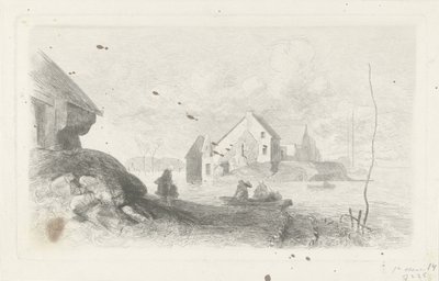 Inundación en Lith Desastre de inundación 1855 (título de la serie) de Charles Rochussen