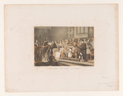 Sacerdote lee a Carlomagno Lectura para Karel den Groote (título sobre objeto) de Charles Rochussen
