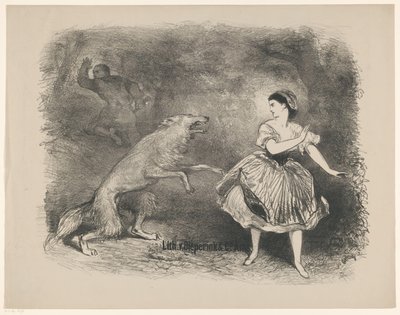 Escena del ballet Caperucita Roja y el Lobo Anuncios de ballets y obras de teatro representadas en el Amsterdam City Theatre (título de la serie) de Charles Rochussen