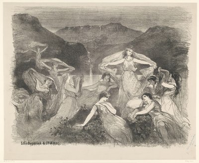Escena del ballet Zélie o el velo mágico Anuncios de ballets y obras de teatro representadas en el Amsterdam City Theatre (título de la serie) de Charles Rochussen