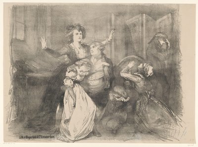 Escena del drama teatral María Antonieta Anuncios de ballets y obras de teatro representadas en el Amsterdam City Theatre (título de la serie) de Charles Rochussen