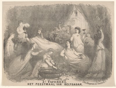 Escena de la obra El festín de Belsasar Escena 5 El Banquete de Beltsasar (título sobre el objeto) de Charles Rochussen