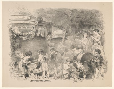 Escena de la obra La princesa sin corazón Anuncios de ballets y obras de teatro representadas en el Amsterdam City Theatre (título de la serie) de Charles Rochussen
