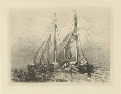 Veleros en una playa de Charles Rochussen