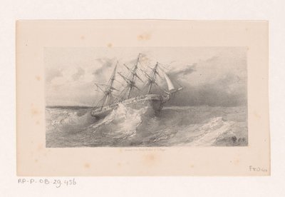 Velero en tormenta en el mar de Charles Rochussen