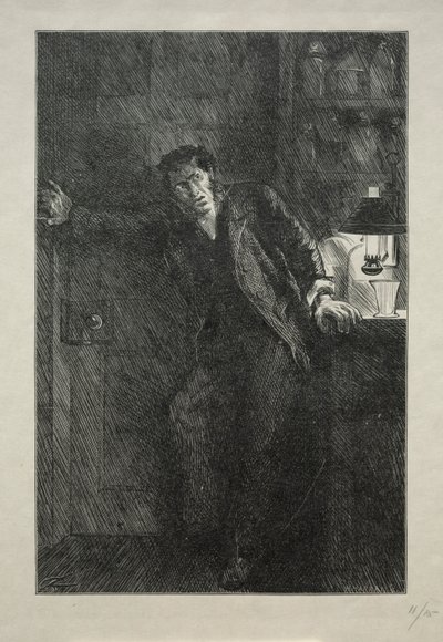 El abrigo con el forro de piel, 1869 de Charles Samuel Keene