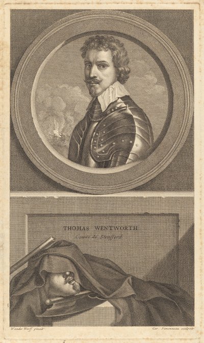 Thomas Wentworth, Conde de Strafford de Charles Simonneau after Adriaen van der Werff after Sir Anthony van Dyck