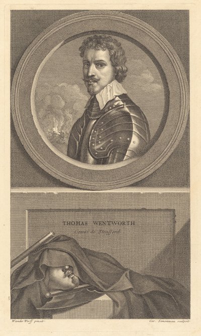 Thomas Wentworth, Conde de Strafford de Charles Simonneau after Adriaen van der Werff after Sir Anthony van Dyck