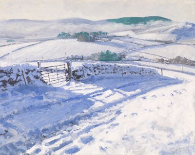 Nieve: Niebla en las colinas, 2016 (óleo sobre lienzo) de Charles Simpson