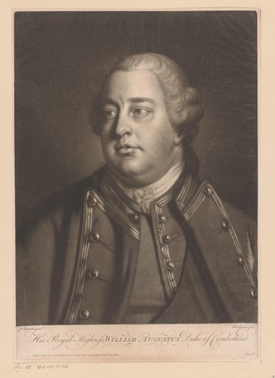 Portret de Willem Augustus de Cumberland Su Alteza Real William Augustus Duque de Cumberland (título sobre el objeto) de Charles Spooner