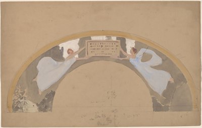 Estudio de dos figuras femeninas en un borde arqueado de Charles Sprague Pearce
