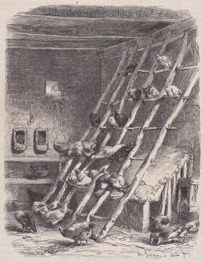 Visita a una granja - El gallinero, de Le Magasin Pittoresque de Charles Tamisier