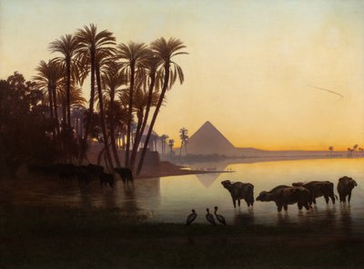 A lo largo del Nilo en Gyzeh, c.1850s de Charles Theodore Frere