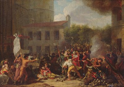 El asalto a la Bastilla y el arresto de Joseph Delaunay (1752-94) el 14 de julio de 1789 de Charles Thevenin