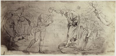 Reproducción fotográfica de un dibujo de Rafael, Bautismo de Cristo en el río Jordán de Charles Thurston Thompson