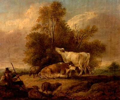 Paisaje con ganado y figuras de Charles Towne
