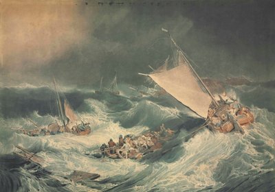 Un naufragio con botes intentando salvar a la tripulación de Charles Turner
