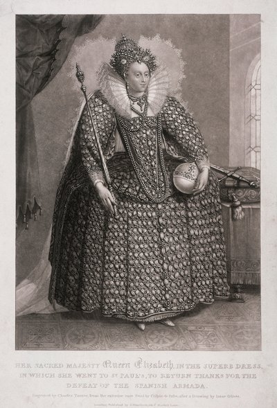 La Reina Isabel I con cetro y orbe de Charles Turner