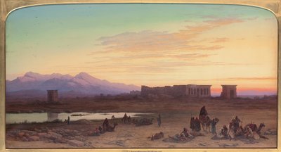 Campamento beduino ante el Templo de Hathor en Dendera, Egipto, 1867 de Charles Vacher