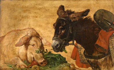 Codicioso y perezoso, moderado e industrioso (óleo sobre lienzo) de Charles Verlat