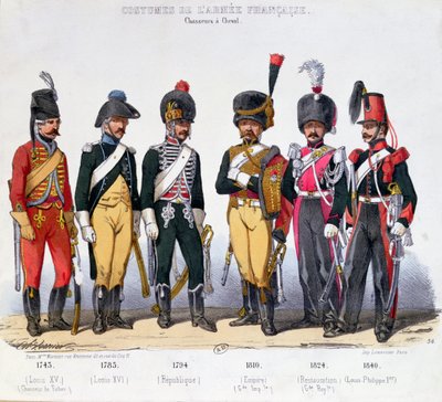 Trajes de los soldados de caballería franceses de 1743 a 1840 de Charles Vernier