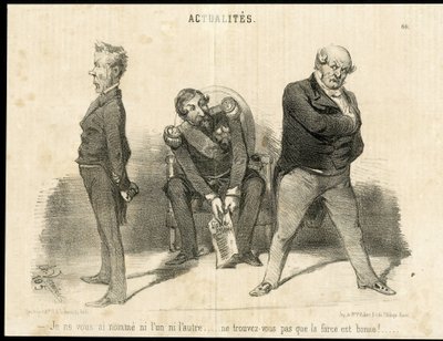 Ilustración de Charles Vernier (? -1887) en Le Charivari - Presidente de la República, Ministerio, Sillón (símbolo de poder) - Napoleón III, Barrot Odilon (1791-1873), Ministro, Faucher Leon (1803-1854) de Charles Vernier