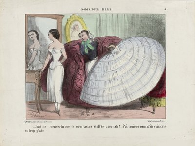 Justine, ¿piensas que estaré lo suficientemente abrigada con esto... De Modas para reír, 1855-1859 de Charles Vernier