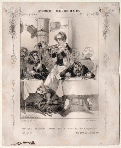 Los franceses caricaturizados por ellos mismos: Pelucas a la Julienne, Sombreros de satén con mantequilla de anchoas, vestido al jugo de Charles Vernier