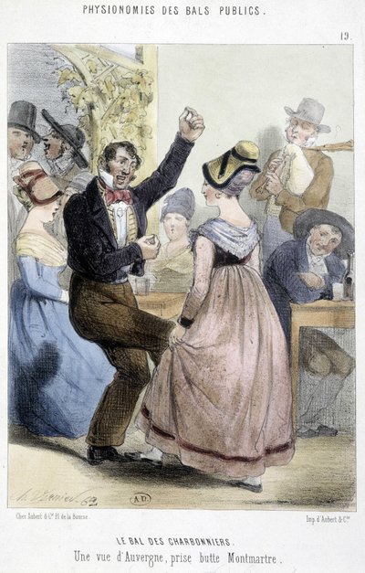 Baile popular en París: el baile de los Charbonniers o una vista de Auvernia tomada desde Montmartre de Charles Vernier