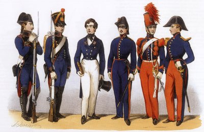 Uniformes del ejército francés: Escuela Politécnica, Estado Mayor y Caballería de Charles Vernier
