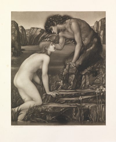 Pan y Psique (mezzotinta impresa sobre papel) de Charles W. Campbell