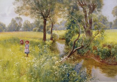 Recogiendo flores de verano junto al arroyo, 1899 de Charles W. Hopper
