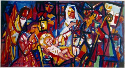 Natividad, siglo XX (óleo sobre lienzo) de Charles Walch