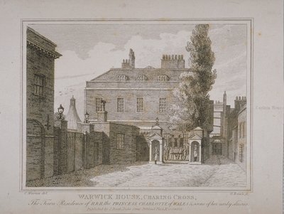 Vista de Warwick House, grabado por Samuel Rawle (1771-1860) y publicado por John Booth (1794-1855) 1818 de Charles Warren