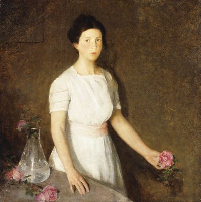 Chica con Rosa Roja de Charles Webster Hawthorne