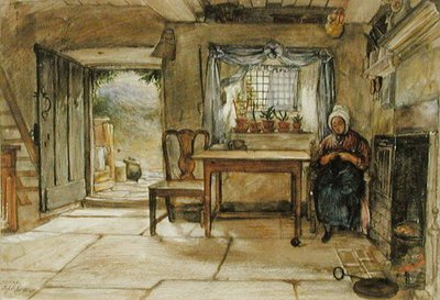 Interior de una cabaña de Charles West Cope
