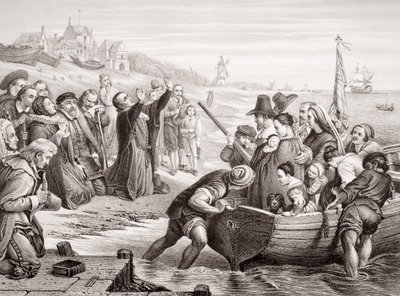 Salida de los padres peregrinos de Delft Haven en julio de 1620, de 