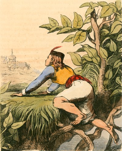 Jack en la cima del tallo de frijol de Charles West Cope